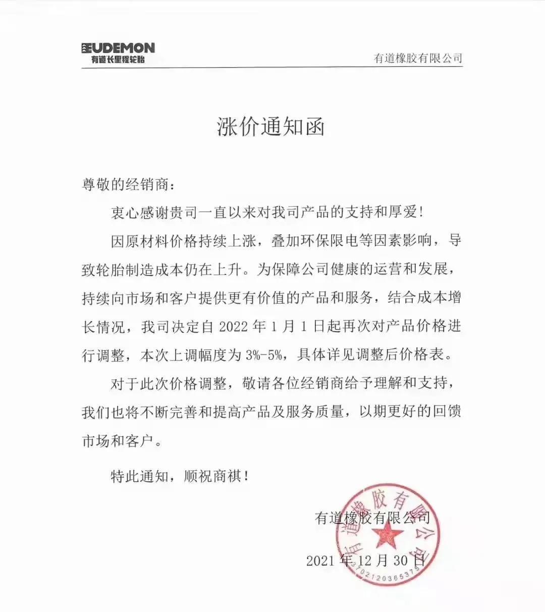 漲價通知函 漲價通知函